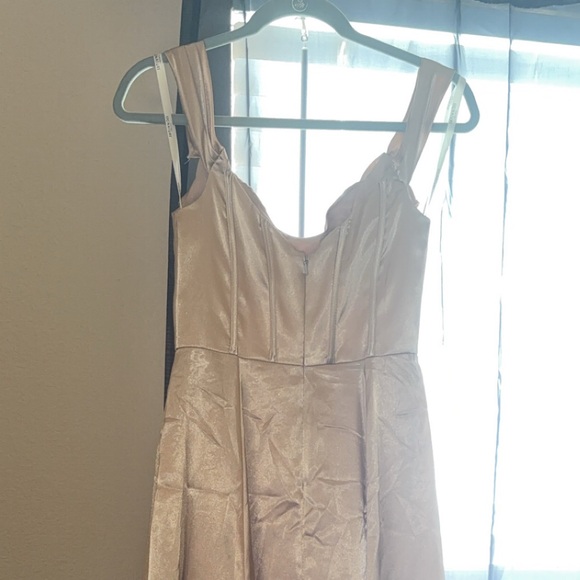 CHARMEUSE COWL OFF-THE-SHOULDER DRESS - Picture 3 of 10